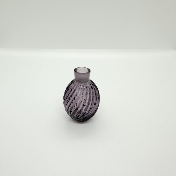 Vintage Perfume Bottle Vase Purple Glass Oval Faceted Miniature Witchy Halloween - Picture 5 of 6